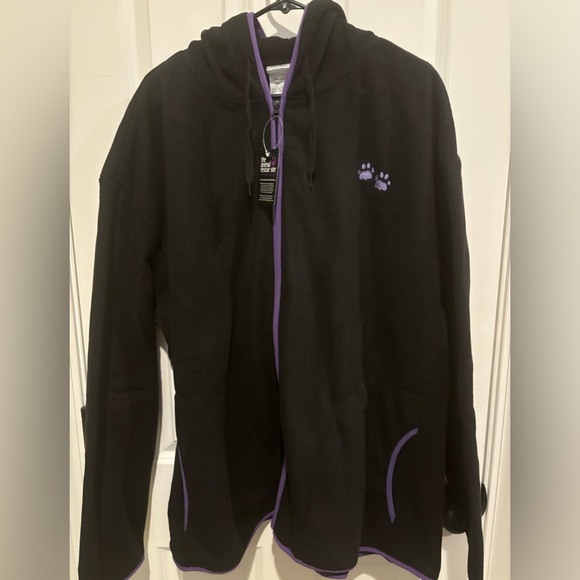 Black Paw Trimmed Polar Fleece Jacket Animal Rescue 5X - Picture 1 of 6